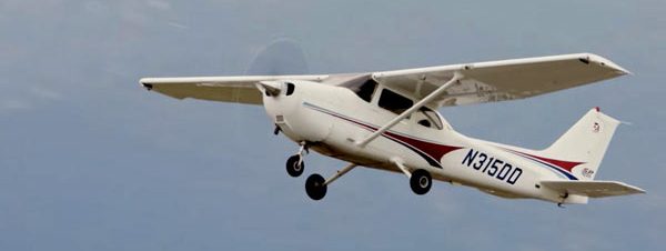 Small airplane performing short field takeoff